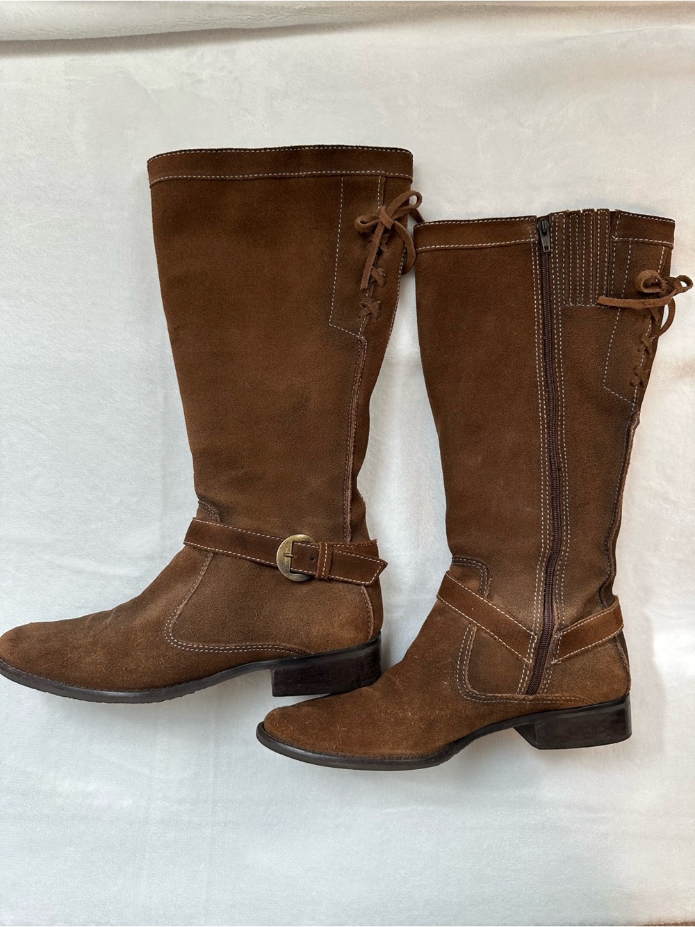 Matisse Brown Suede Mid-Calf Riding Boots with Buckle